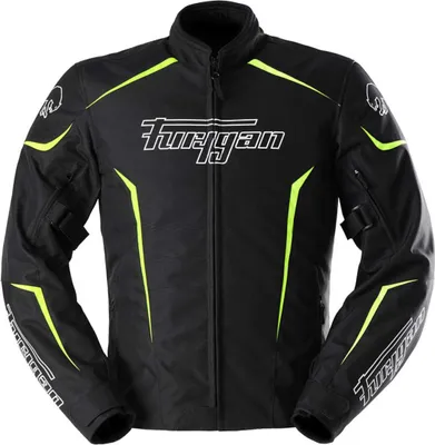 Image de Furygan Yori blouson textile imperméable pour moto, noir/blanc/jaune fluo, L