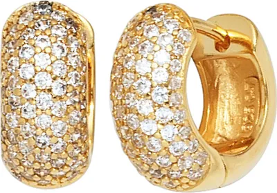 Produktbild von Paar Creolen Creole 13,9mm mit Zirkonia 925 Silber Ohrringe vergoldet