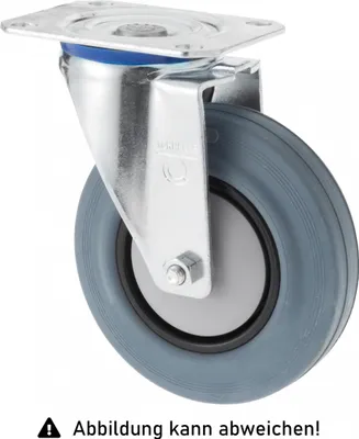 Produktbild von Rollcart TPE-Lenkrolle Ø160x40mm in grau 180kg Tragkraft mit Kunststoff-Felge