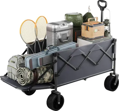 Produktbild von WOLTU Faltbarer Bollerwagen mit Hintertür, Geländeräder mit Bremse, 200L : Grau Farbe: Grau