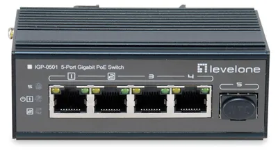 Produktbild von LevelOne 5-Port Gigabit Industrial Switch, DIN-Schiene, -30°C to 65°C