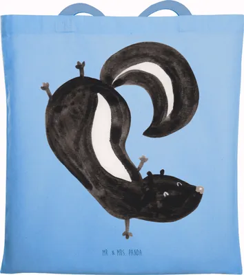 Produktbild von Mr. & Mrs. Panda Jutebeutel Stinktier Handstand - Sky Blue - Geschenk, Wildtier, Raubtier, Beutel, dokumententasche, Tote Bag, Einkaufstasche, Spielplatz, Stinker, Skunk