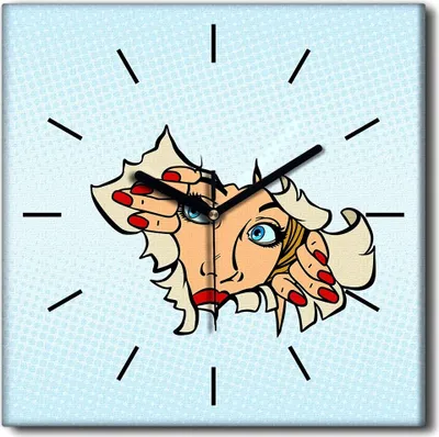 Produktbild von Coloray Uhr auf Leinwand 30x30 cm Wand Uhr Dekoration Wohnzimmer Segeltuch schwarze Hände -Comic-Comic
