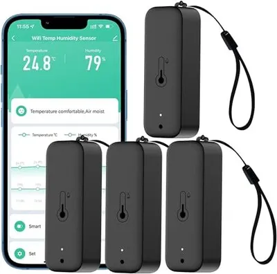 Produktbild von WiFi Smart Thermometer Hygrometer: Warnungen für APP -App -Warnungen für drahtlose Temperaturen, Export für den Datenspeicher, wasserdichte Fernmonito
