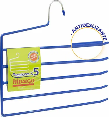 Image de Cintre 5 Pantalons Antidérapant Bleu Optimisation D'espace Et Maintien Parfait - Hidalgo