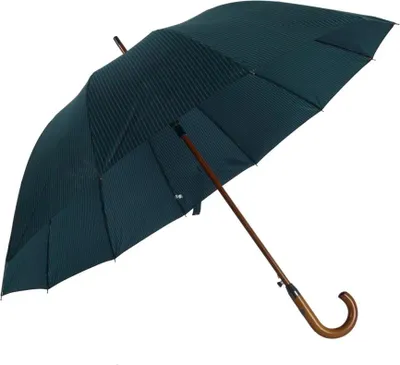 Image de Parapluie avec poignée en bois ø114 cm - Parapluie, motif à pois, ouverture automatique pétrole