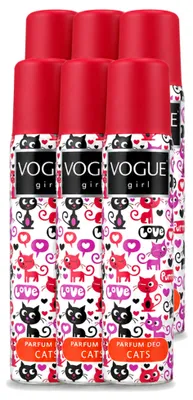 Productafbeelding van 6 x Vogue Girl Cats Deodorant - Witte chocolade en jasmijn - 100 ml - Voordeelverpakking - 6 stuks