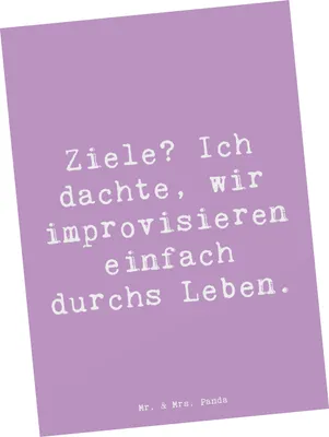 Produktbild von Mr. & Mrs. Panda Postkarte Spruch Lebensziele Improvisation - Lavendeltraum - Geschenk, Motivation, spruchkarte, Postkarten, Träume, Zitat, Lebensfreude, Stimmung