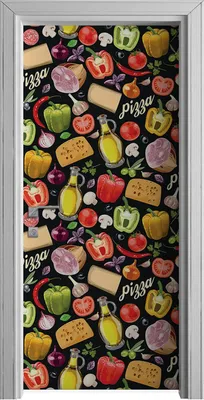 Produktbild von Tür Selbstklebende 90x210 cm Türfolie Türtapete Klebefolie - Zutaten für Pizza