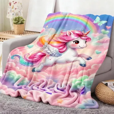 Zdjęcie produktu dla Koc jednorożec - miękki koc polarowy - 150 x 200 cm
