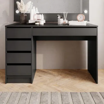 Produktbild von Schreibtisch Schminktisch MIA 120 cm Anthrazit 5 Schubladen Universal Montierbar