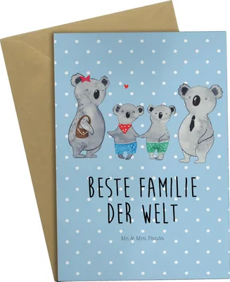 Produktbild von Mr. & Mrs. Panda babykarte Koala Familie zwei - Blau Pastell - Geschenk, hochzeitskarten, Muttertag, weihnachtskarten, Familienzeit, einladungskarten, Grußkarten