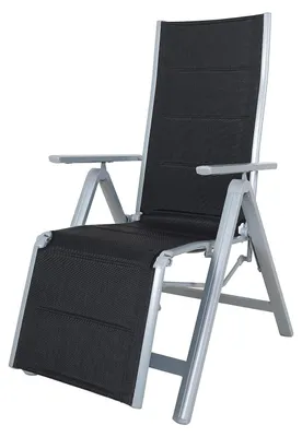 Zdjęcie produktu dla Składany leżak, czarny - rama aluminiowa - 67x58x110 cm - z regulowanym oparciem