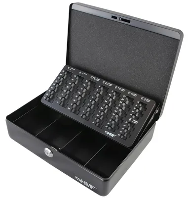 Immagine prodotto di Cassaforte portavalori Vassoio per monete - 30 x 24 x 9 cm - Nera - 2 chiavi