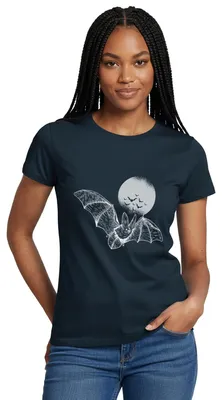 Produktbild von Spreadshirt Halloween Fledermaus Mit Vollmond Gruselig Frauen T-Shirt, L, Navy