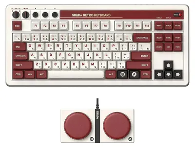 Imagen del producto de Teclado mecánico retro 8BitDo (edición Fami) + dos botones Super - Reino Unido