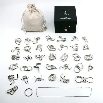 Produktbild von 36St. Mini Denkspiel Knobelspiel Set aus Metall, IQ Spiele 3D Puzzle Geduldspiele Logikspiele Rätsel Brainteaser Intelligenz Pädagogisches Spielzeug für Kinder und Erwachsene