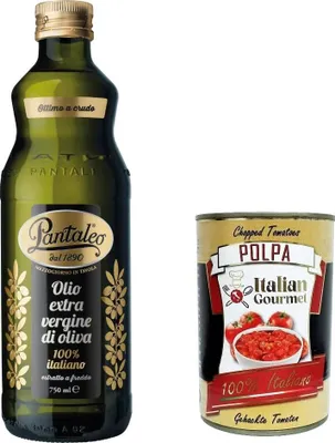 Produktbild von Pantaleo Olio extra vergine di oliva 100% italiano, 100% italienisch extra nativ Olivenöl 750ml + Italian Gourmet plpa 400g