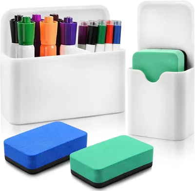 Immagine prodotto di Portapenne magnetici, confezione da 2, colore bianco, ideali per lavagne bianche e per l'organizzazione dell'ufficio