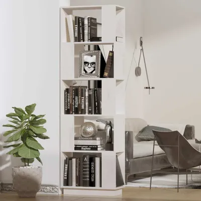 Produktbild von The Living Store Bücherregal/Raumteiler Weiß 51x25x163,5 cm Massivholz Kiefer