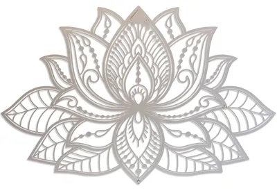 Productafbeelding van Mandala metaal wanddecoratie, lotusbloem, Zen, meditatieruimte, cadeau (43x28 cm, zilver)