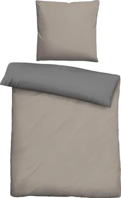Produktbild von Biberna Linon Wendebettwäsche UNI, Größe 135x200/80x80 cm, taupe