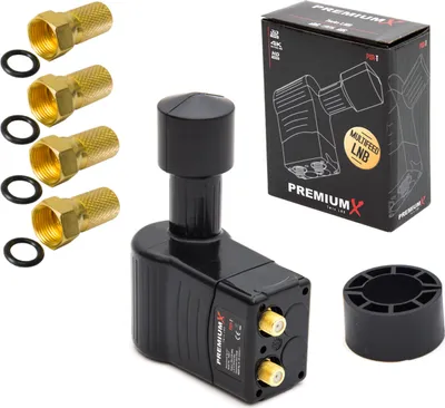 Produktbild von PremiumX Rocket Twin LNB Sat für 2 Teilnehmer 3° Grad Multifeed Slim + 4 F-Stecker
