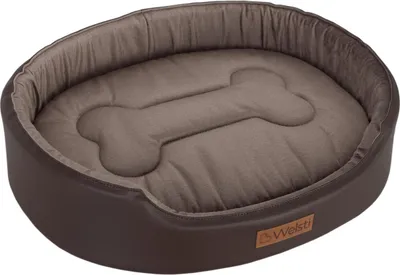 Produktbild von Bett für Hunde und Katzen, orthopädisch, oval, Welsti, braun, L 68x55, rutschfest