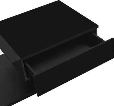 Immagine prodotto di okwish Tavolino, rettangolare lucido, tavolino LED per camera da letto e soggiorno, tavolino con vetro, tavolino con 1 cassetto, nero