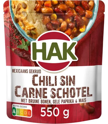 Produktbild von Hak Bonenschotels Chili sin Carne 550g – Vegetarische Chili-Bohnenpfanne, proteinreich, herzhaft