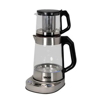 Produktbild von Unold Samowar Selin 18215 Samowar 2-in-1 Teekocher & Wasserkocher 1,7L + 1,0L Teekanne Borosilikatglas mit Edelstahlsieb