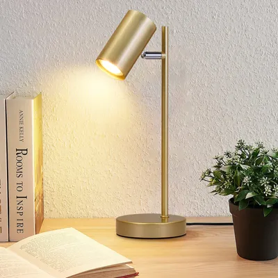 Immagine prodotto di ZMH lampada da comodino soggiorno lampada da tavolo oro - orientabile 350° GU10 lampada da tavolo oro camera da letto luce notturna in metallo lampada da scrivania con interruttore a cavo per comodino ufficio studio