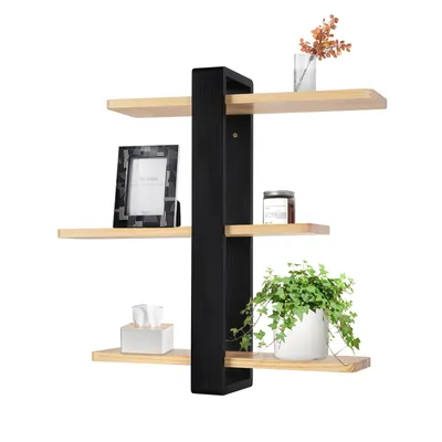 Produktbild von Wandregal Schweberegale Hängeregal  für Wohnzimmer Schlafzimmer, Abnehmbarer Bretter Schwarz