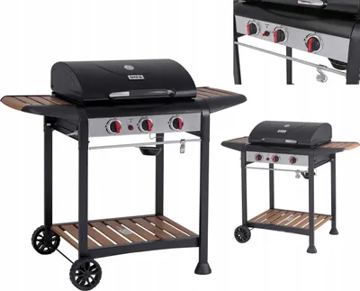 Obrázok produktu pre Plynový gril 9 kW, 3 horáky, oceľ 122 x 57 x 98 cm