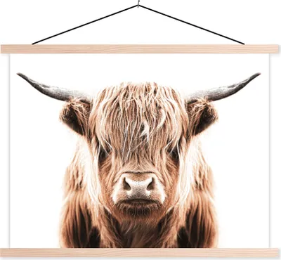 Produktbild von MuchoWow® Textilposter Schottisches Hochlandrind - Tiere - Stier 60x45 cm mit holzfarbenen Rahmen - Bild
