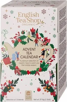 KALENDARZ ADWENTOWY BIAŁY (HERBATY I HERBATKI) BIO (13 SMAKÓW) (25 x 1,5 g) 37,5 g - ENGLISH TEA SHOP ORGANIC