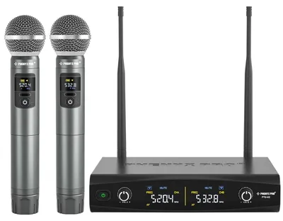 Zdjęcie produktu dla Mikrofon bezprzewodowy - Mikrofon ręczny UHF - Dwa mikrofony - Kardioidalny - 30 częstotliwości