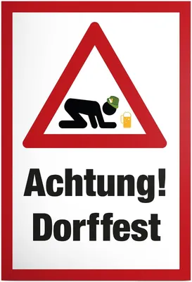 Productafbeelding van Waarschuwing dorffest (bouwvast) - Kunststof bord met spreuk - Grappig cadeau voor hem - Jongens - Grappig artikel JGA