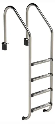 Produktbild von HAF Ideal Eichenwald 4 stufige Tiefbeckenleiter Weite Ausführung aus V2A Edelstahl | Stabile Edelstahlleiter für Einbaubecken ohne Überlaufrinne.