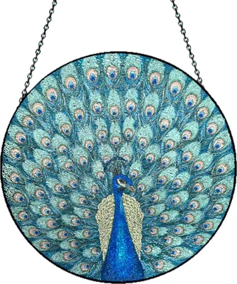 Produktbild von INF Buntes Glasfenster Hängende Ornament - Pfau Design für Fensterdeko L