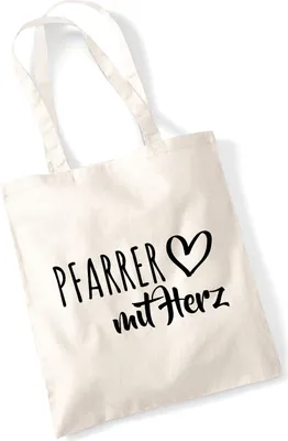 Produktbild von Huuraa Jutebeutel Pfarrer mit Herz 10 Liter Natural Baumwolle Tasche Geschenkidee