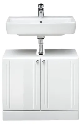 Produktbild von Waschbeckenunterschrank Quickset 955 in Weiß Hochglanz, 65 cm breit | Waschbeckenschrank ohne Waschbecken mit 2 Türen