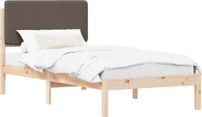 Image de Cadre de lit avec tête de lit rembourrée Taupe 90 x 190 cm