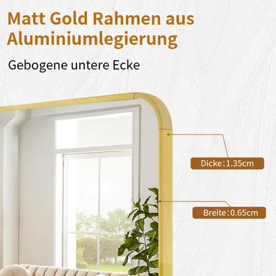 Produktbild von Koonmi 76 x 171 cm Gewölbter Top Ganzkörperspiegel mit Runden Ecken - Ganzkörperspiegel Groß Frei Stehend-Hängend-Lehnend, Gold