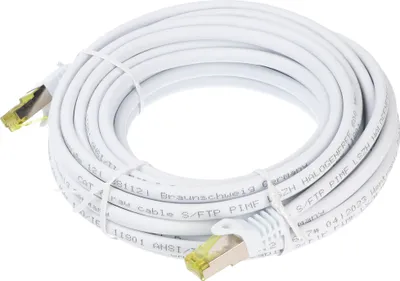 Produktbild von Goobay RJ45 Patchkabel CAT 6A S/FTP (PiMF), 500 MHz mit CAT 7 Rohkabel, weiß, 25m, 25 m, Cat7, S/FTP (S-STP), RJ-45, RJ-45, Weiß