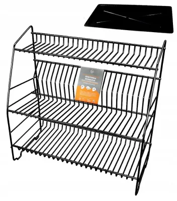 Produktbild von Metpol Geschirrkorb 3-stufig schwarz 50 cm mit Abtropfschale