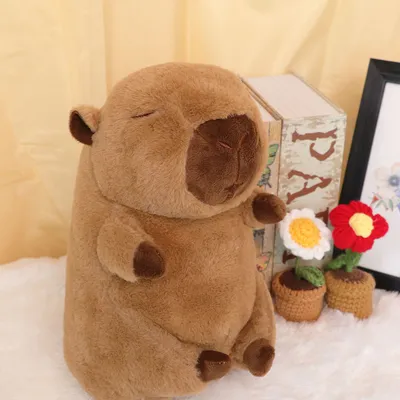 Produktbild von Kuscheltier Capybara mit Schildkrötenrucksack, Niedliche Weiche Plüschtier Wasserschwein 23 cm für Kinder Mädchen Jungen