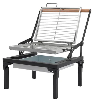Image de Barbecue à charbon pliable - Barbecue de camping portable - Grille rotative à 360° - Dimensions : 48x38x35 cm - Pour 3 à 4 personnes - Noir