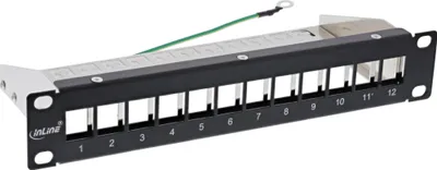 Produktbild von InLine 10" Patchpanel Leerblech 12x, für Keystone Module, 1HE, RAL9005 schwarz, Schwarz, 310 g