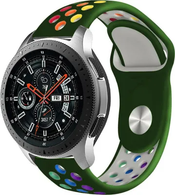 Produktbild von Strap-it Samsung Galaxy Watch 46mm Sportarmband (Armeegrün Bunt)